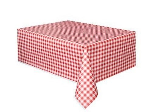 Red and white gingham check - red,