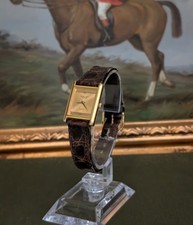 1990s Raymond Weil Geneve Tank 18k Gold Plated Quartz Swiss Watch Ladies