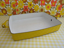 Vintage Dansk Danish Enamel Kobenstyle Bright Yellow Large Rectangular Dish 60s