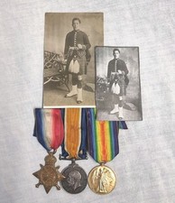 WW1 British Medal Trio Royal Scots Regiment P.T.E 3931 J.BOWMAN