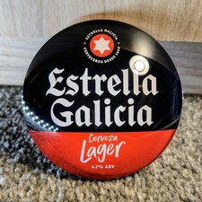 Rare Estrella Galicia Lager Round Beer Lens Badge - BRAND NEW Man Cave Bar Pub
