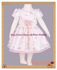 Satin Flower Girl Bridesmaid Gown/Pageant Party Christening Dress,Pink Ribbon