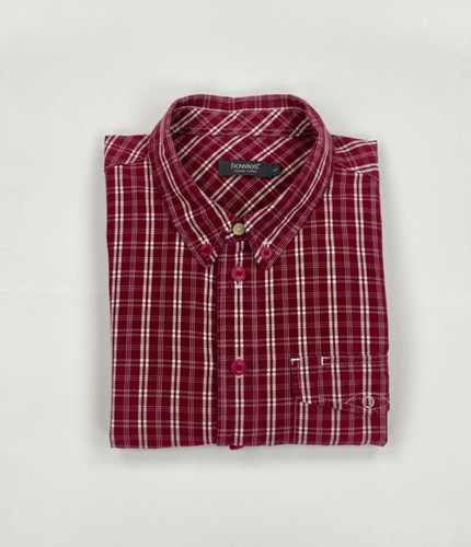 Men burgundy white check - men's,