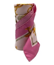must de cartier Pink & Gold Silk Scarf Authentic W:34.25" 9404