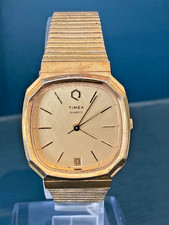 Timex Q Men's Gold Toned Analog Watch Vintage