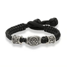 Mens Viking Nordic Amulet Odin Runes Beads Wristband Bracelet Gift