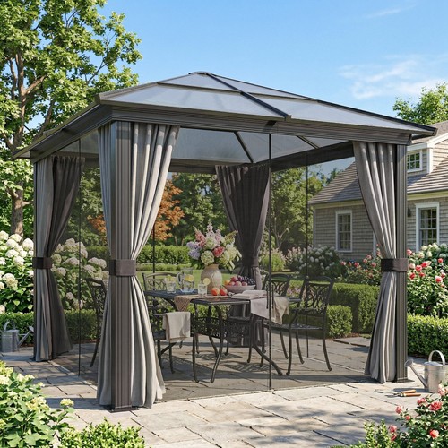 Aluminium hardtop gazebo - aluminium,