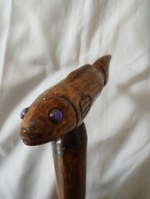 Vintage Handmade Carved Fish Handle Walking Stick