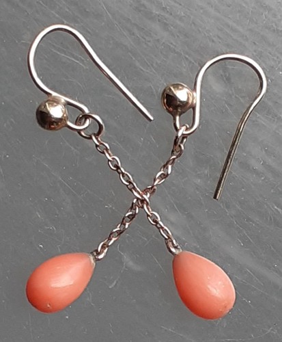 Antique coral earrings 9ct - earrings,