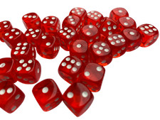 20 x Six Sided Translucent Dice 12MM Casino Craps - CHOOSE YOUR COLOURS