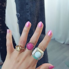 used Women Set of 3 Primark Size S Gold silver Rings Costume Jewellery OPIA