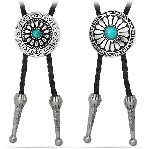 Vintage leather bolo tie - leather,