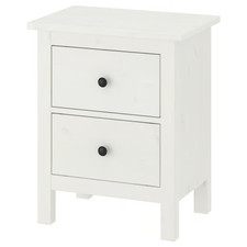 IKEA HEMNES Chest of 2 Drawers White Stain Solid Wood 54x66cm Bedroom Storage
