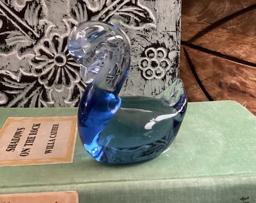 Vintage cobalt blue swan art - vintage,