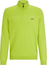 Mens BOSS Jumper Green Quarter