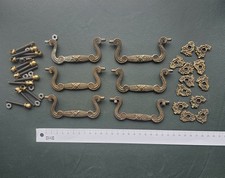 Set of Six Antique Original Rococo Style Drawer Cabinet Handles with Screws