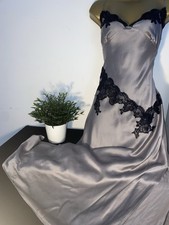 MARKS AND SPENCER PURES SILK GREY NEGLIGEE/ NIGHTDRESS SIZE 16