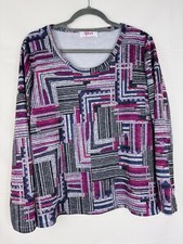 Afibel Knit Feel Long Sleeved Top, Grey Mix, Size 14