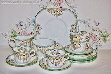 FABULOUS 15 piece Art Deco Bone China Dainty Tea Set Collingwoods 4 Cup Plate