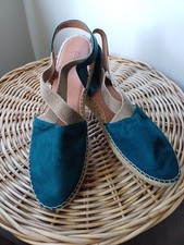 Seasalt Sunset Stroll Teal Blue Espadrille Flat Sandals Shoes UK 8 Holidays 
