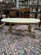 Beautiful Turn Of The Century french Rococo Style Brass & Marble Centre Table