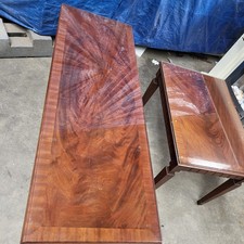Pair Vintage Polished Mahogany Coffee Tables Glass Top