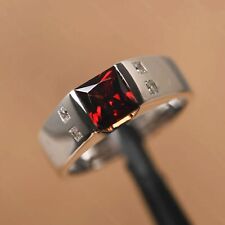 Princess Sapphire Diamond Engagement 14k White Gold Finish Mens Ring Size L-T