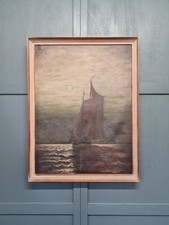 Large 1939 Moonlit Seascape