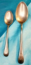 2 SILVER PLATED KING GEORGE V1 SPOONS CORONATION COMMEMORATE 1937 7INCHES/5.5 IN