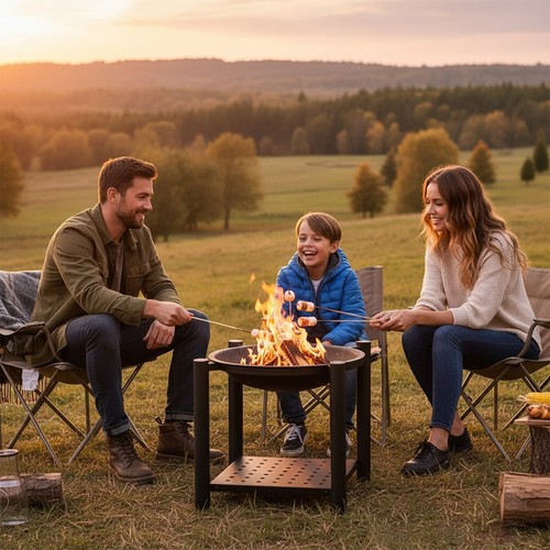 Round fire pit bbq grill - 】round,