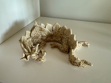 Attractive Vintage Cream Ceramic Sleeping Dragon Figirine 18cm x 13 cm x 5 cm