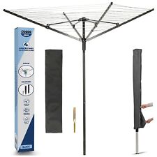 CUQOO 4 Arm Folding Clothes Line 45m Rotary Washing Line w/ Cover Black RETURNED