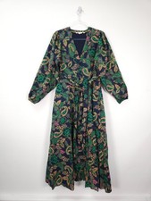 Boden Dress Size 12 Green Amelia Paisley Floral Print Tiered Maxi Long Belted