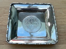 Fine Chinese Antique Silver Coin Dish With Bamboo Effect Edge.
