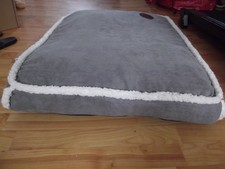 LARGE DEEP DOG BED SHERPA LINED PILLOW CUSHION STYLE GREY OHS