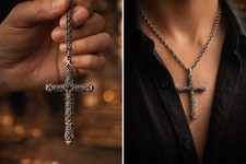 Silver Tone Cross Pendant With
