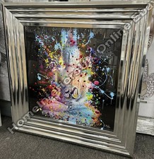 Multi-colour Thai Buddha & OM Sign with liquid art & chrome step frame picture