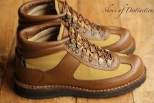 Danner Brown Leather Khaki Green Canvas Boots Men's UK 7 US 7.5 EU 41