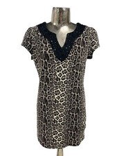 SELECT Womens Short Dress Size Medium 14 Black Mix Animal Print Fleece EU42