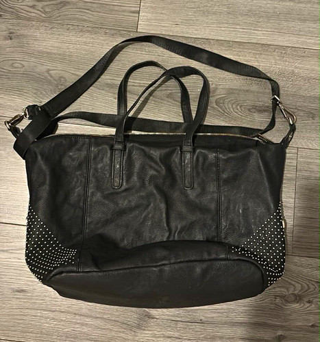 Topshop black leather studded - leather,