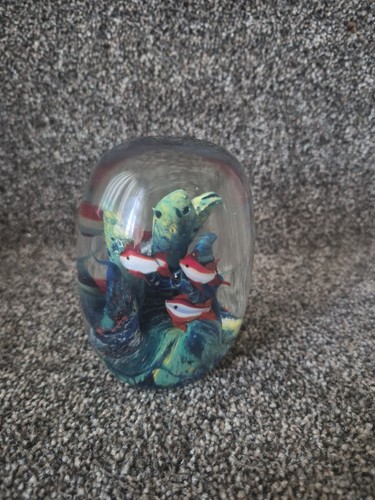 Glass paperweight fish - fish, coral