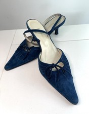LK Bennett Suede Slingback Kitten Heels Shoes Rose Blue Size 37