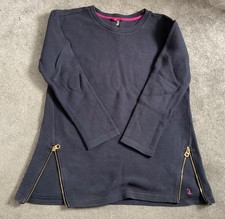 Ladies Joules thick Milton ribbed navy jumper with zip detail size 12 cotton