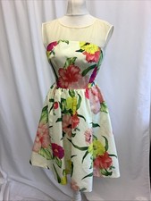 Ladies Ted Baker Floral Print Fit and Flare Lined Sleeveless Dress Size 1 (UK8)