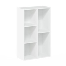 Furinno LUDER Book Shelf, 5-Cube Bookshelf, Reversible Bookcase, White