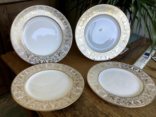 4 Wedgwood Florentine Gold 10.75" Dinner Plates