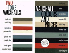 VAUXHALL VIVA HA VICTOR FB CRESTA PB VELOX PB 1963 BODY COLOUR OPTIONS LEAFLET