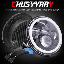 1Pair 7 Inch LED Headlights Halo for LAND ROVER DEFENDER TD4 TD5 90 110 A++