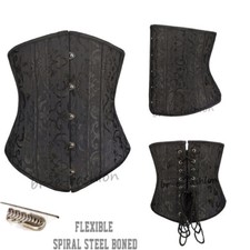 Women Floral Lace Up underbust Waist Training Shaper 24 Steel Boned Corset bl