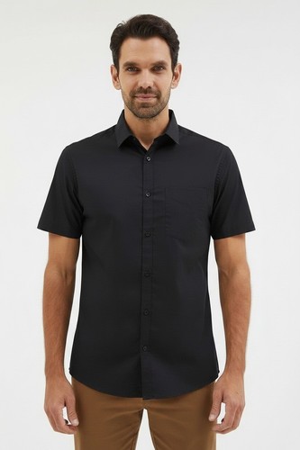 Mens shirts black solid - black, summer